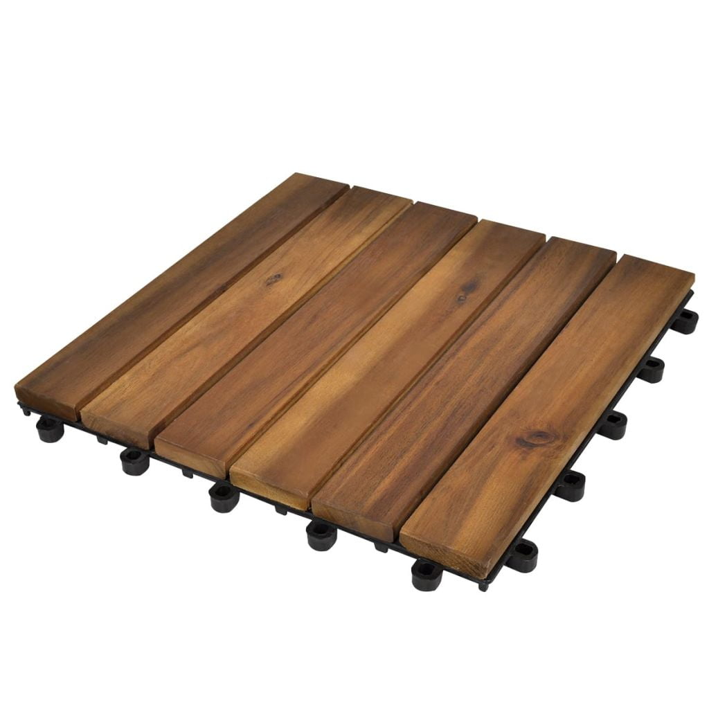 High Quality Topcobe Set of 30 Wood Flooring Decking Deck Tiles for Garden, 11.8" X 11.8", Brown